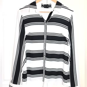 Spring Cooling Luxury Quality Bold Monochrome Stripe Print Long Sleeve Shirt
